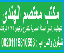 افضل شركات لتوظيف والحاق العمالة فى مصر شركة معتصم  الهندى لتوظيف لإلحاق العمالة بالخارج ترخيص (1236) شركات