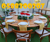 Rent Lozoya Round Wooden Dining Table for rental in Dubai.