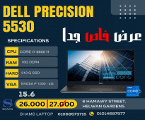 لاب توب DELL Precision-5530 لبرامج الهندسه والرندر كور I7 جيل ثامن بفيجا NVIDIA P1000 - 4G