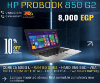 لاب توب HP ELITEBOOK 850-G2 كور I5 جيل خامس رام 8 هارد 256 SSD شاشه 15.6