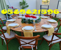 Rent Lozoya Round Wooden Dining Table for rental in Dubai.