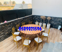 Rent Lozoya Round Wooden Dining Table for rental in Dubai.