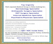 Dermatology  Orthopedic    ENT  Internal Medicine   Psychiatric